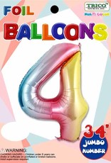 Foil Jumbo Number 4 Helium Balloon