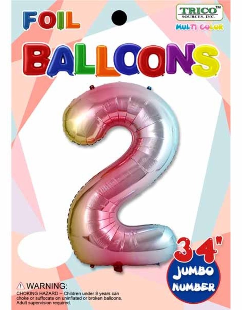 Foil Jumbo Number 2 Helium Balloon
