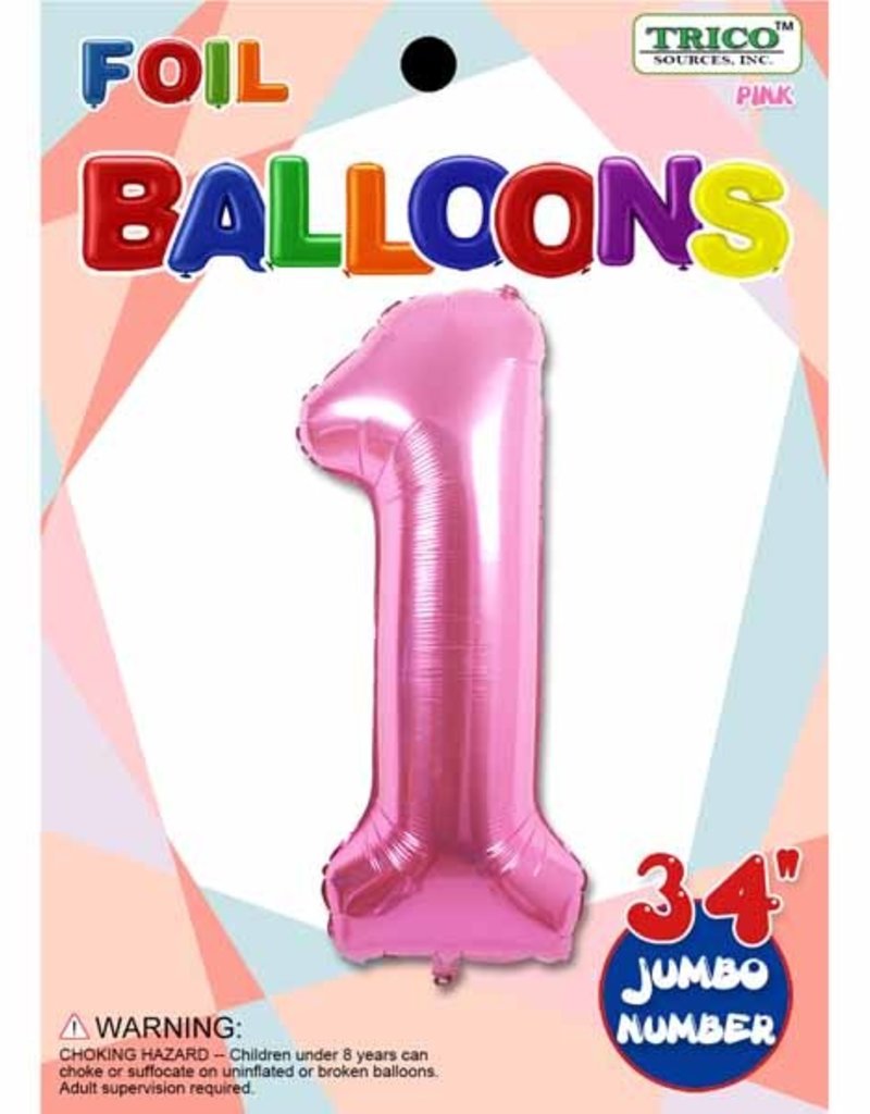 Foil Jumbo Number 1 Helium Balloon