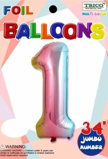 Foil Jumbo Number 1 Helium Balloon