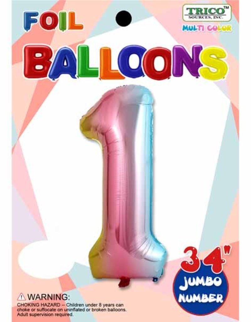 Foil Jumbo Number 1 Helium Balloon