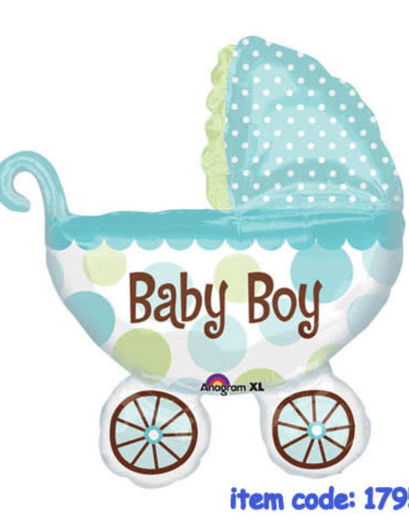Qualatex Baby Boy Stroller SuperShape (flat)