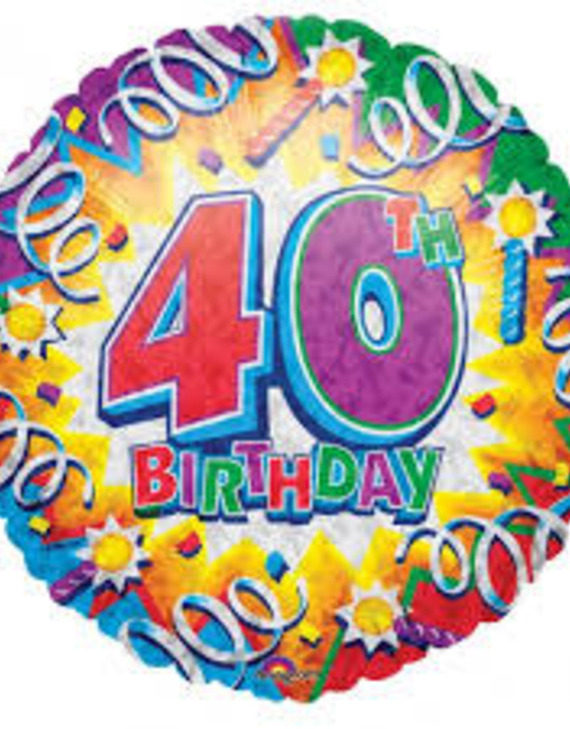 18" 40th Birthday Holographic (FLAT)