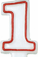 Red/White Number Birthday Candle - 1