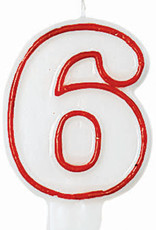 Red/White Number Birthday Candle - 6