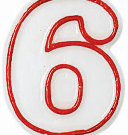Red/White Number Birthday Candle - 6