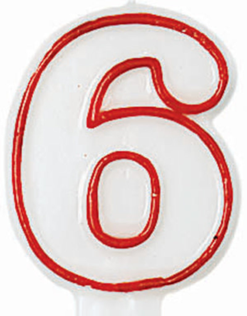 Red/White Number Birthday Candle - 6