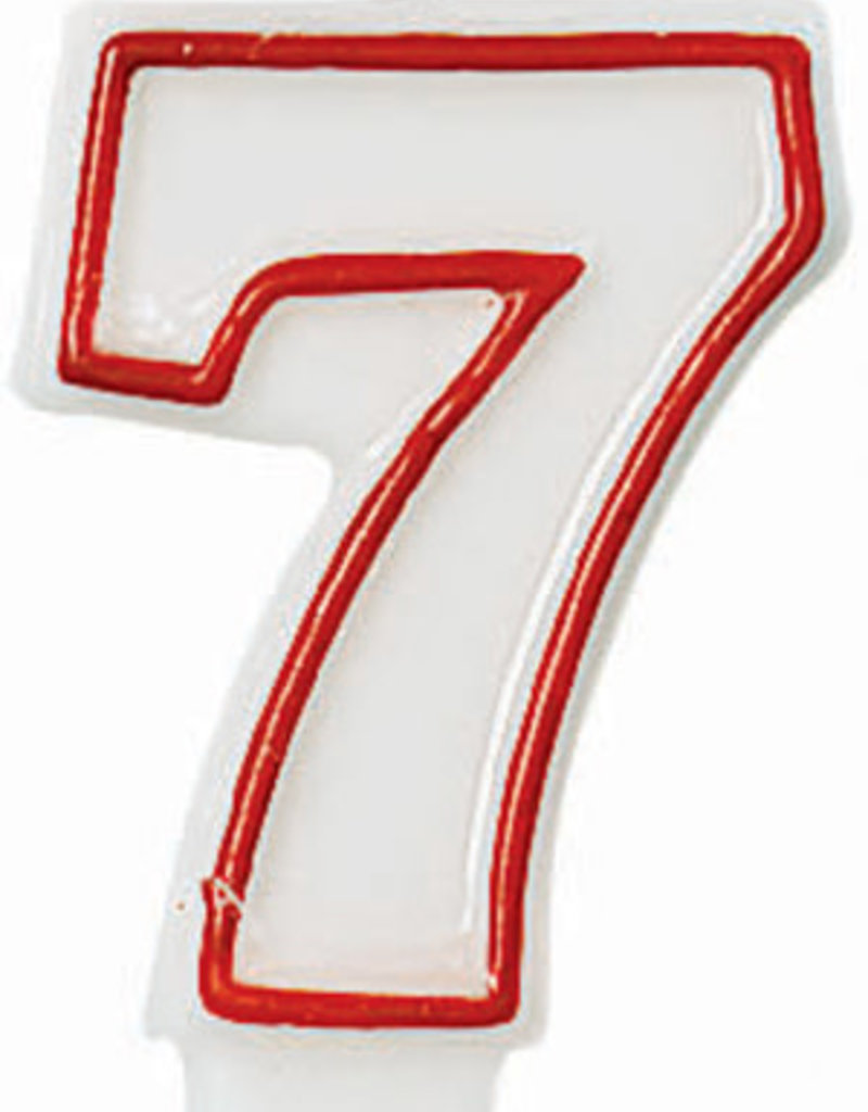 Red/White Number Birthday Candle - 7