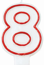 Red/White Number Birthday Candle - 8