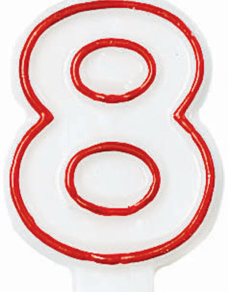 Red/White Number Birthday Candle - 8