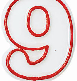 Red/White Number Birthday Candle - 9