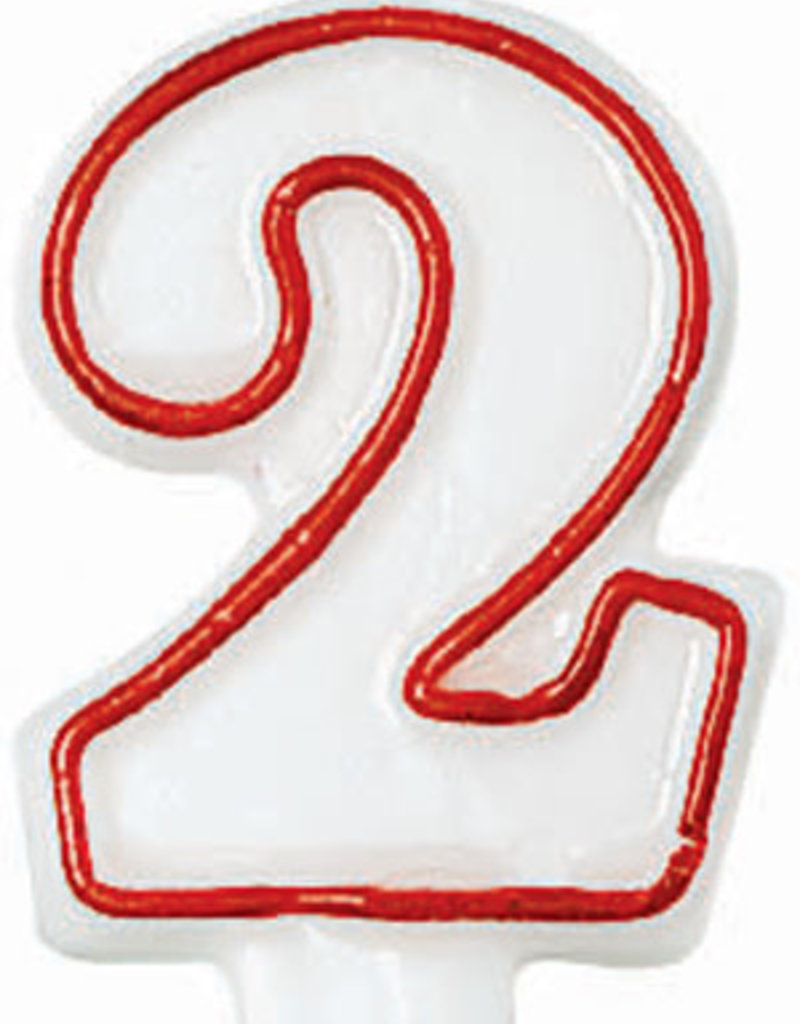 Red/White Number Birthday Candle - 2