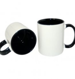 Personalized 11oz White Mug With Black Handle and Black Inside