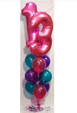 Two Numbers or SuperShapes and Nine 11" Balloon Bouquet