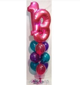 Two Numbers or SuperShapes and Nine 11" Balloon Bouquet