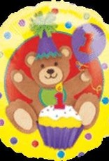 Qualatex 18" 1st Birthday Bear (FLAT)