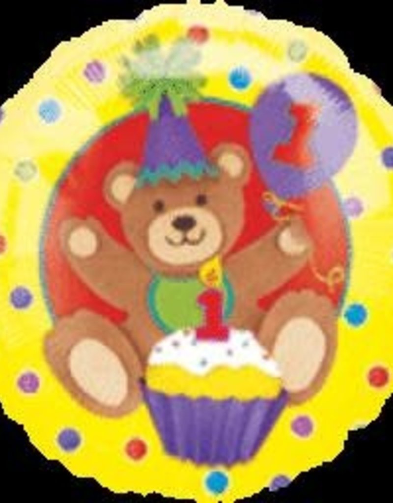 Qualatex 18" 1st Birthday Bear (FLAT)