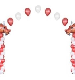 2 Pillars with 13 Helium Balloon Arch