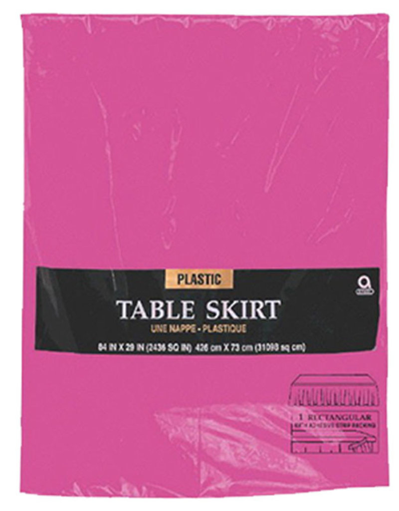 Rectangular Plastic Table Skirt - Magenta