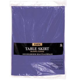 Rectangular Plastic Table Skirt - Purple