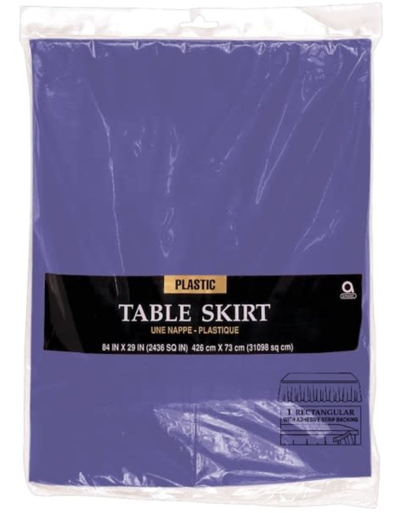 Rectangular Plastic Table Skirt - Purple