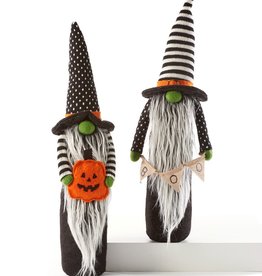 Standing Witch Gnome - White Stripe Hat