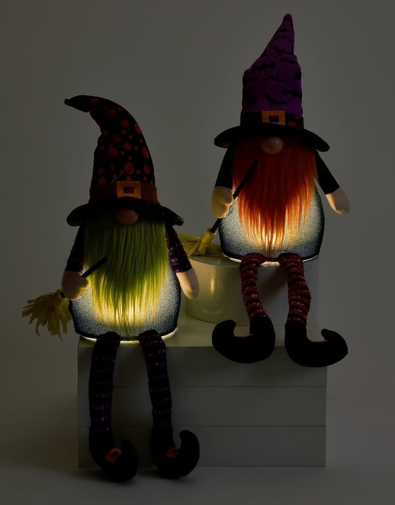 LED Sitting Witch Gnome - Bat Hat