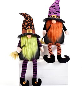LED Sitting Witch Gnome - Orange Dot Hat