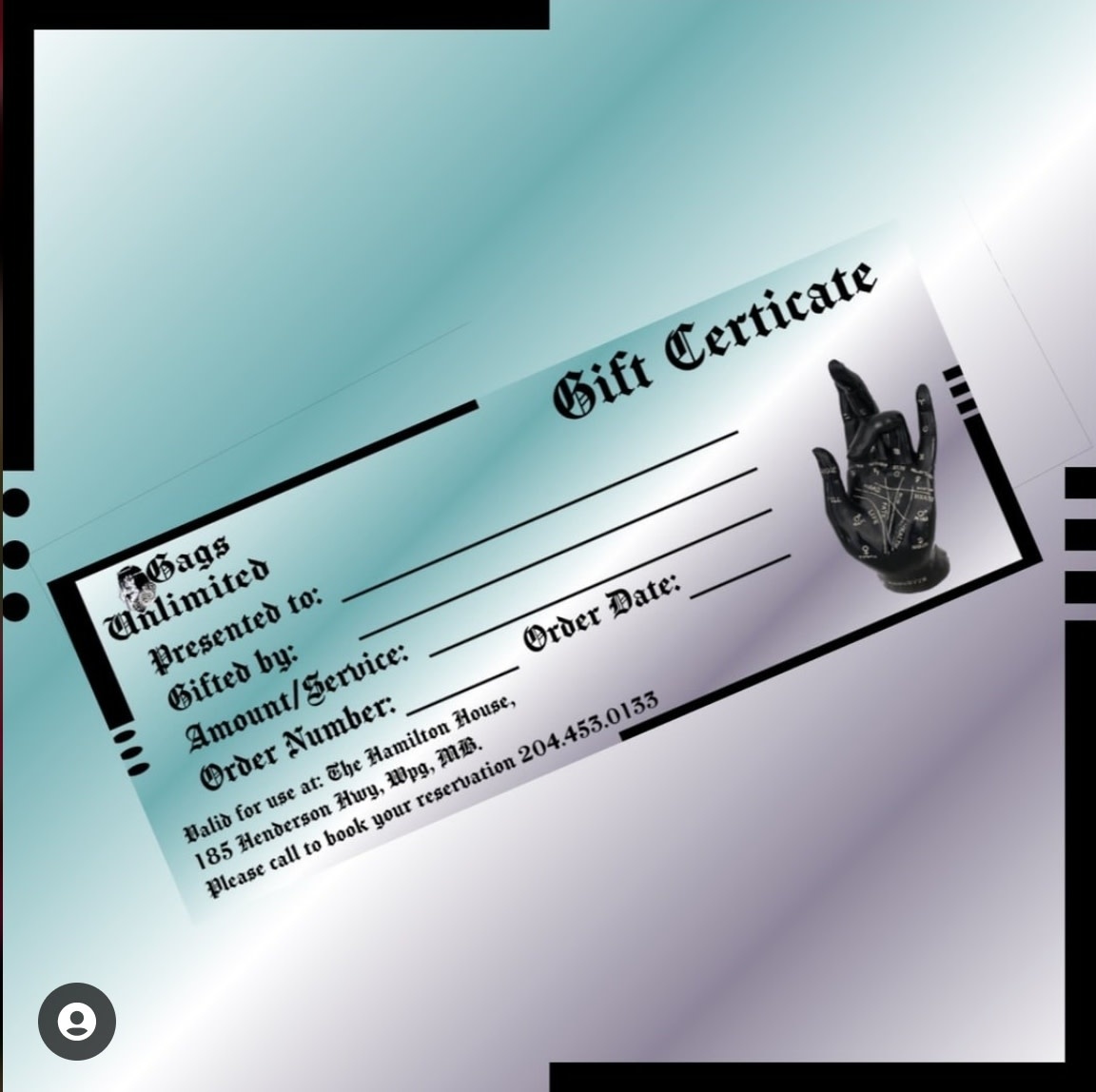 Gift Certificate Gags Unlimited Inc.