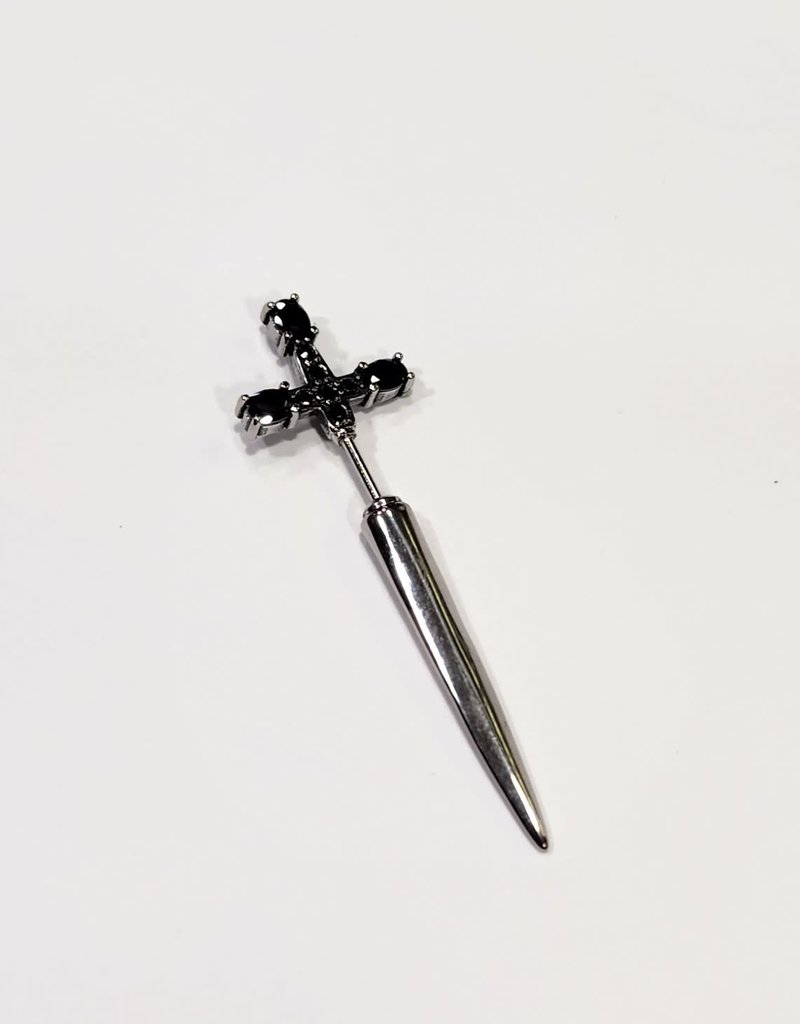 Black Crystal Sword Earring (single)