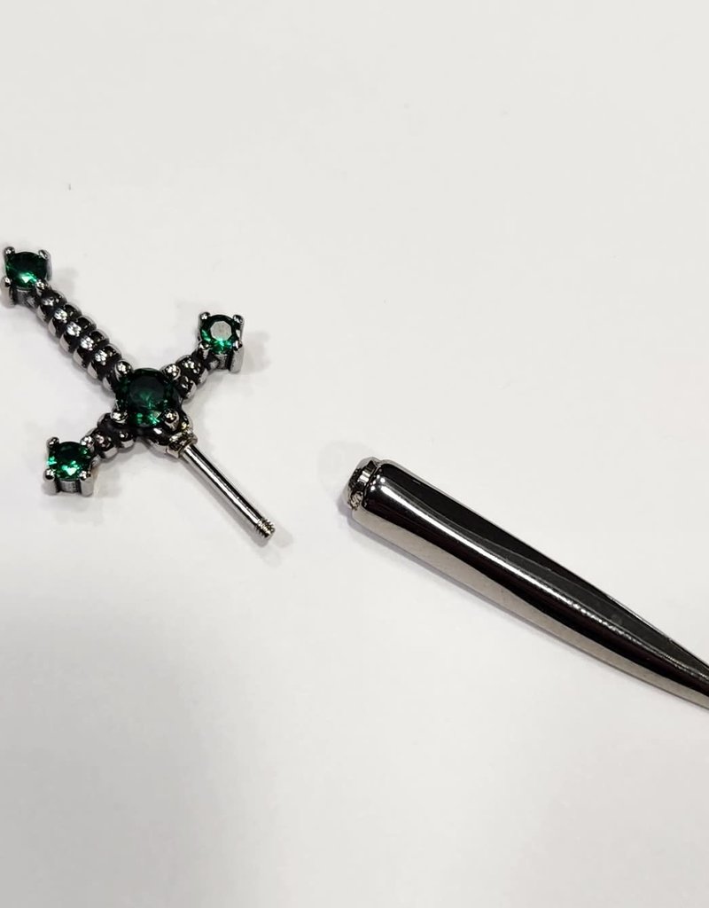 Emerlad Green Crystal Sword Earring (single)