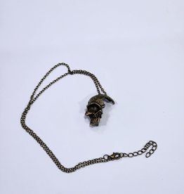 Antique Bronze Finish - Half Skull  Necklace