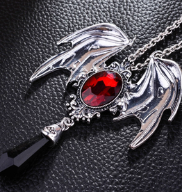 Vintage Goth Necklace - Bat Wings (RED)
