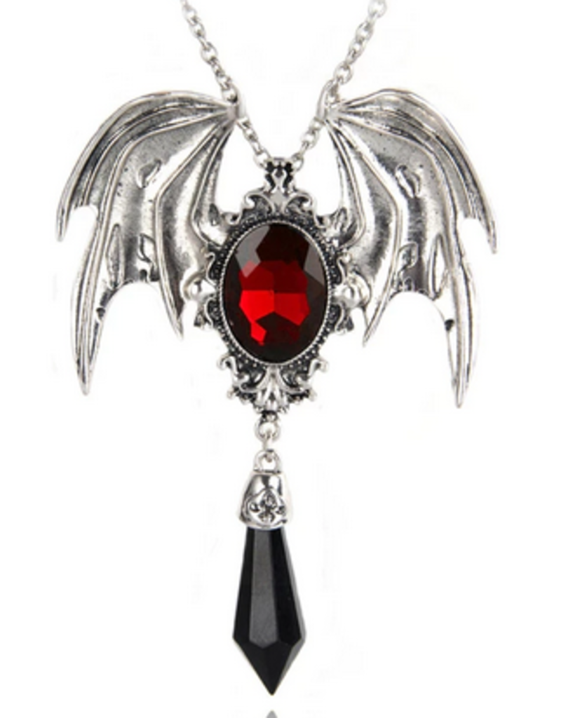 Vintage Goth Necklace - Bat Wings (RED)