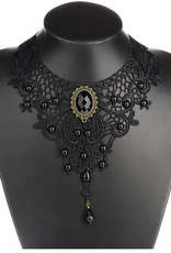 Black Lace & Beads Choker Victorian Steampunk Style