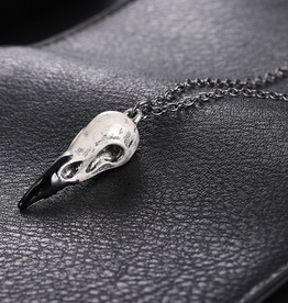 Raven Skull Necklace alloy silver and black