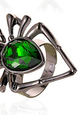 Gothic Vintage Green Crystal Spider Ring