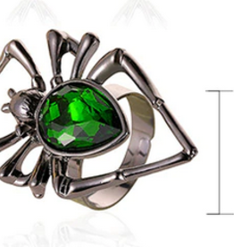 Gothic Vintage Green Crystal Spider Ring