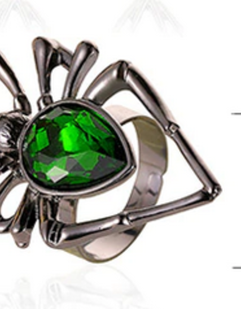 Gothic Vintage Green Crystal Spider Ring