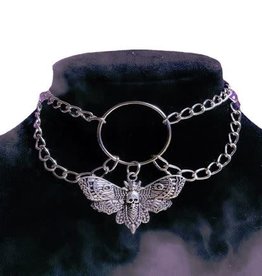 Death Moth Charm and Chain Necklace