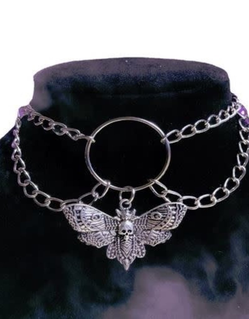 Death Moth Charm and Chain Necklace