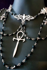 Ankh Egyptian Cross Rosary With Bat (CHOKER)