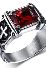 Exquisite Red Zircon Cross Pattern Ring