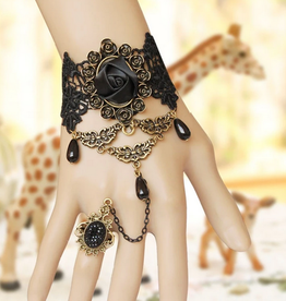 Victorian Gothic Black Lace Ring/Bracelet