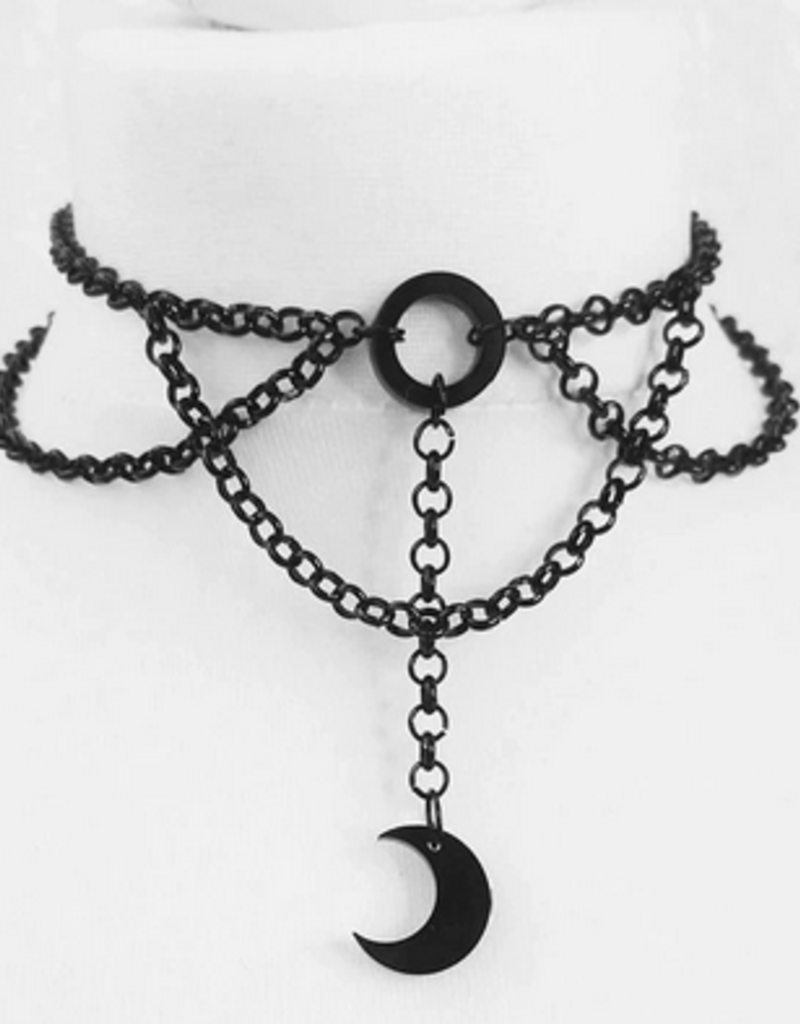 Gothic Black Moon Chain Choker