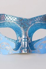 Masquerade Masks Design Masquerade Mask Settecento Brillante- Silver/Sky blue