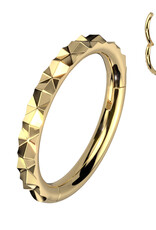 Gold 3 mm - Surgical Steel Outward Facing X Faceted Hinged Segment Ring 16G