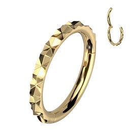 Gold 3 mm - Surgical Steel Outward Facing X Faceted Hinged Segment Ring 16G