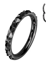 Black 3 mm - Surgical Steel Outward Facing X Faceted Hinged Segment Ring 16G