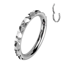 Silver 3 mm - Surgical Steel Outward Facing X Faceted Hinged Segment Ring 16G